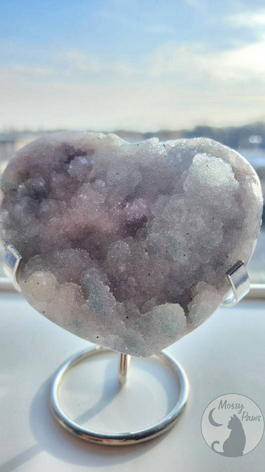 Rainbow Druzy Crystal Heart – Natural Crystal Ornament