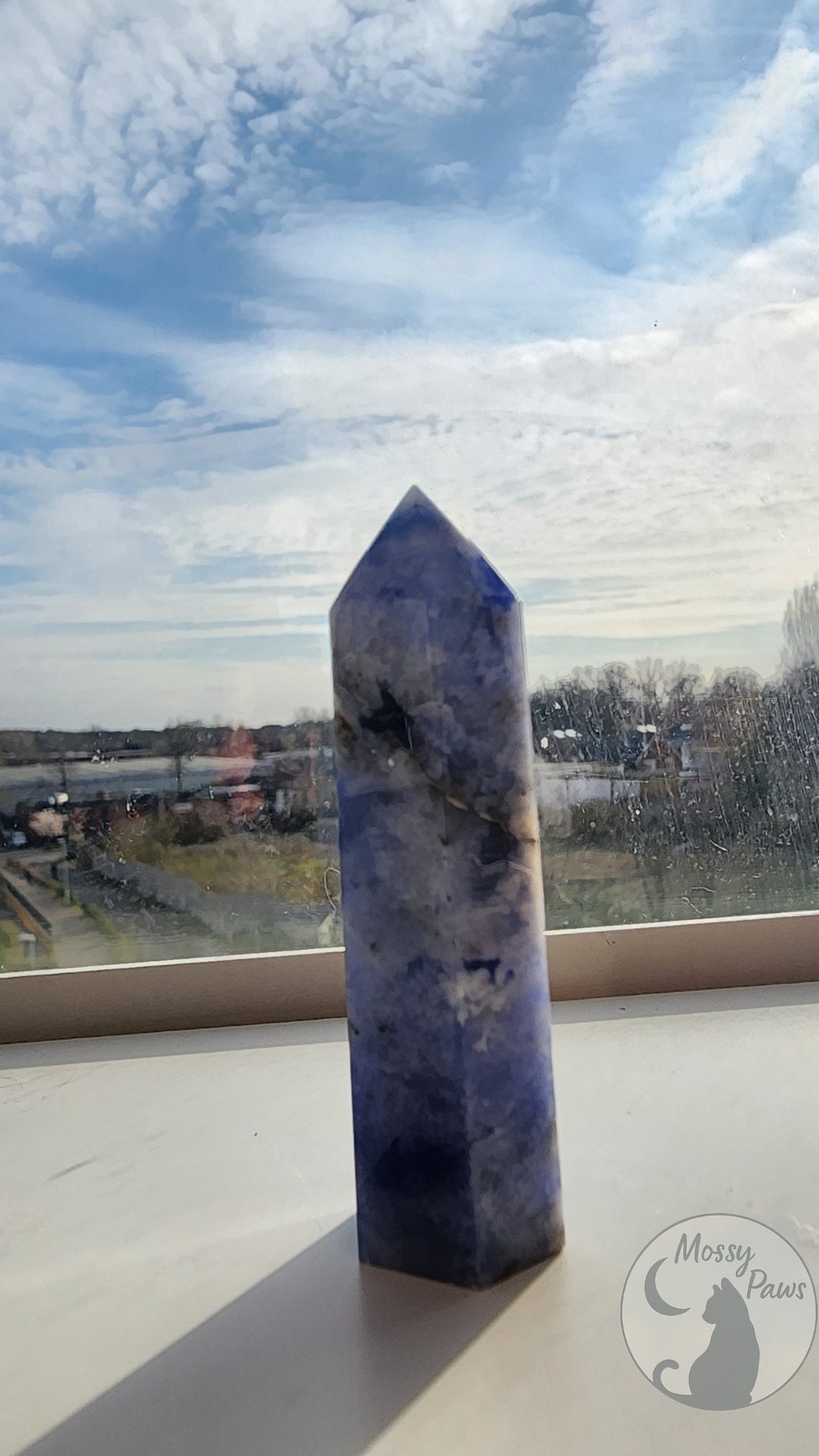 Blue Apatite Tower– Natural Crystal Ornament