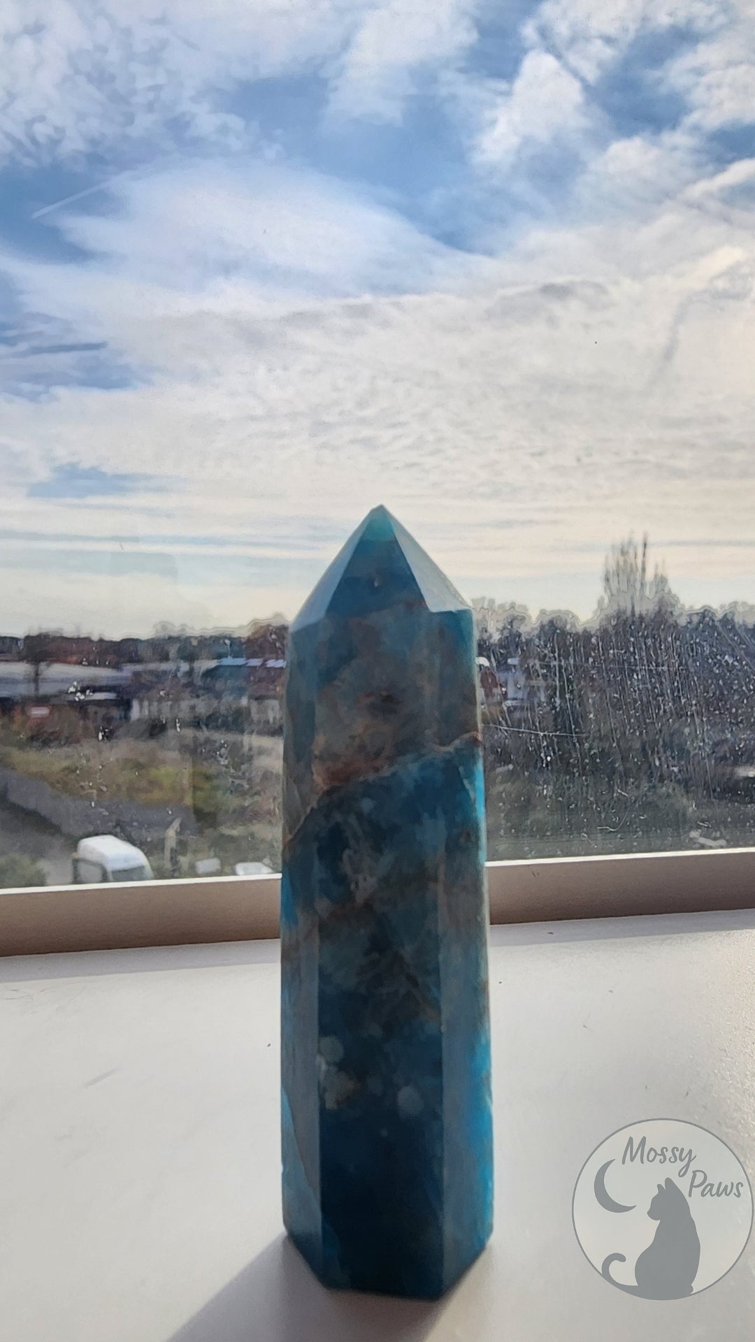 Blue Apatite Crystal Point – Natural Crystal Ornament
