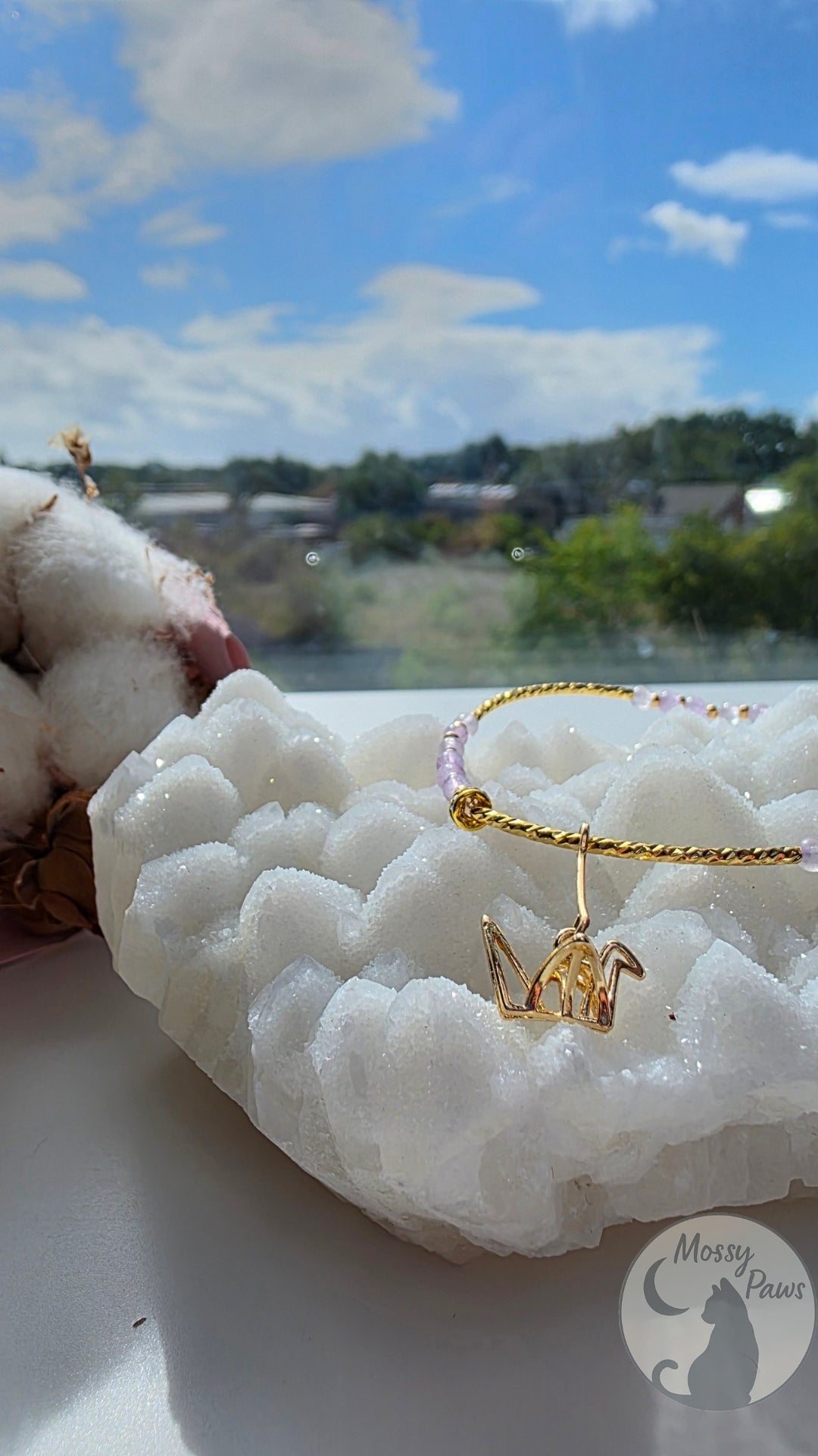 Purple Jade x Paper Crane Bracelet – Handmade