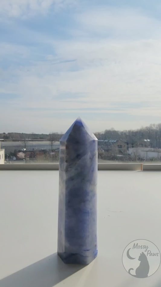 Blue Apatite Tower– Natural Crystal Ornament