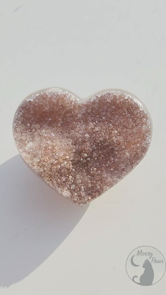Rainbow Druzy Crystal Heart – Natural Crystal Ornament
